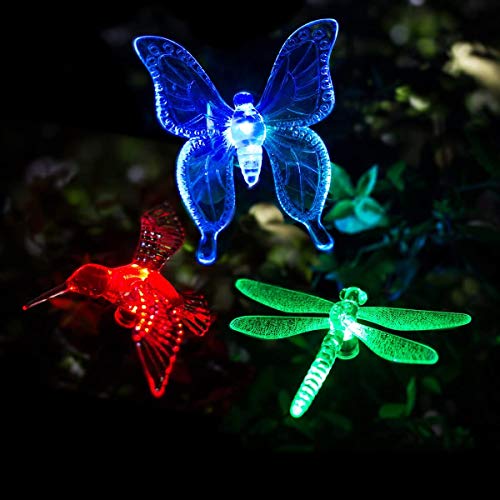 Book Cover GIGALUMI Solar Garden Stake Lights,3 Pack Solar Garden Decorations, Color Changing LED Halloween/Christmas Lights,Outdoor Solar Lights Decorative for Pathway,Garden,Lawn,Patio,Driveway