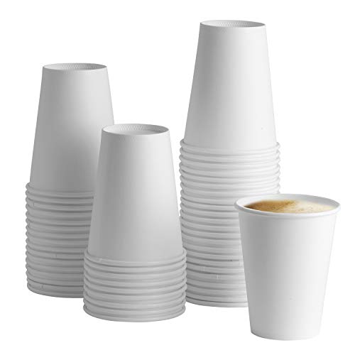 Book Cover [100 Pack] 12 oz. White Paper Hot Cups - Coffee Cups
