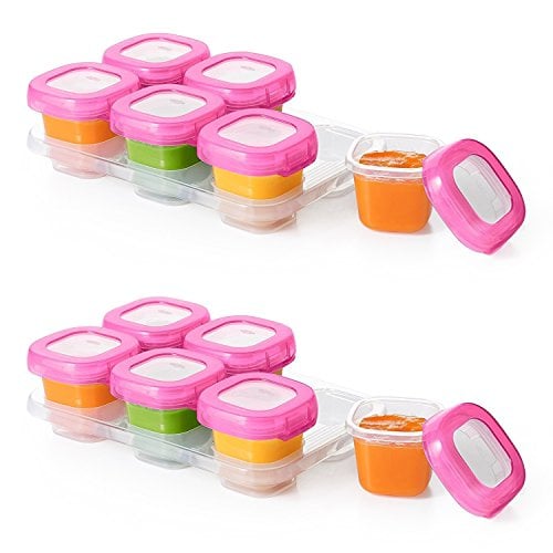 Book Cover OXO Tot Baby Blocks Freezer Storage Containers, Pink, 2 Ounce Set of 12