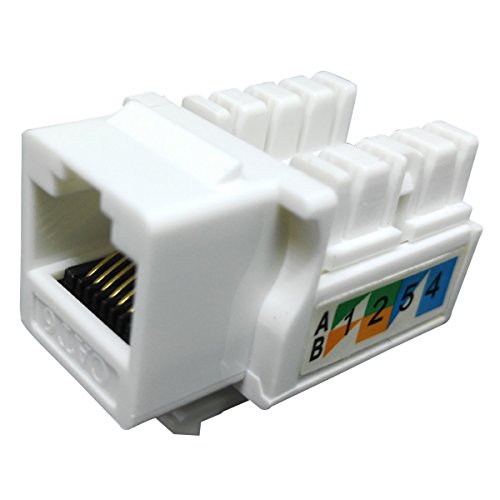 Book Cover RJ45 Keystone Jack Ethernet Punch Down Cat 5 5e 6 Inserts Network Module (10-Pack White)