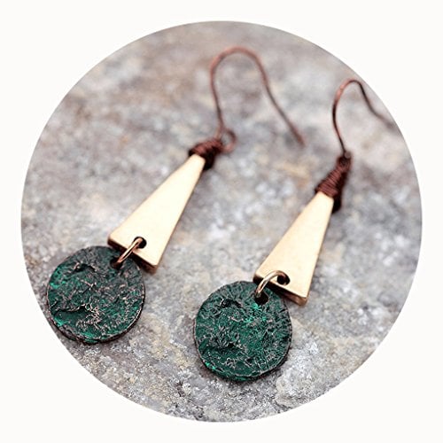 Book Cover Defiro Boho Drop Coin Earring Round Dangle Hoops Handmade Retro Geometry Earring Copper Wire Women Jewelry
