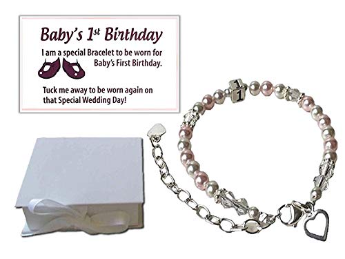 Book Cover Baby's 1st Birthday Gift Bracelet Baby to Bride with Poem card and Gift Box Keepsake