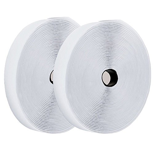 Book Cover Hook and Loop Tape Roll Self Adhesive Back Fastening Strips by TOPtoper 1 Inch x 32.8 Feet (White)