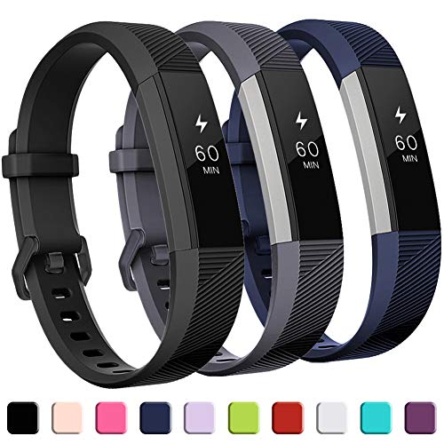 Book Cover GEAK for Fitbit Alta HR Bands,Replacement Bands for Alta,3Pack,Black Gray Navy,Small