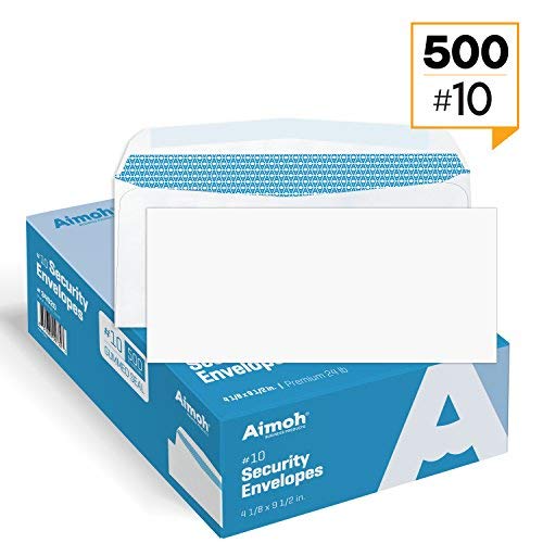 Book Cover 500#10 Security White Envelopes - GUMMED Seal, Windowless Design, Premium Security Tint Pattern for Secure Mailing - Size 4-1/8 x 9-1/2 Inches - White - 24 LB - 500 Count (34020)