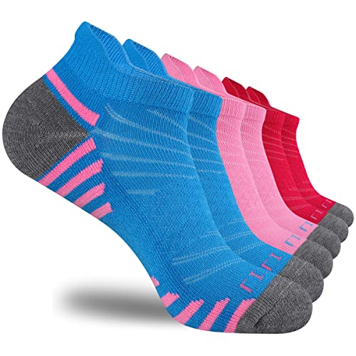 Book Cover LITERRA Womens Ankle Socks 6-Pairs Athletic Running Sport Socks With Cushioned Sole