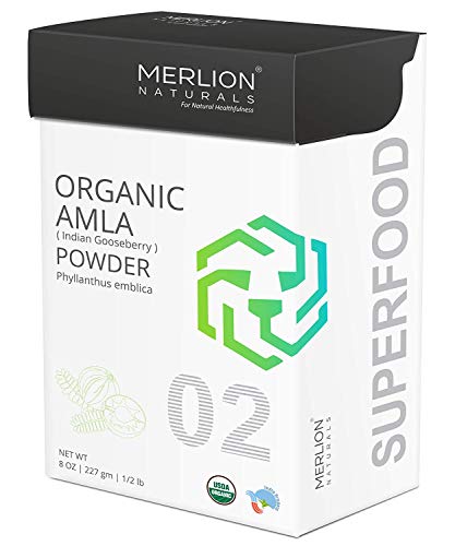 Book Cover Organic Amla Powder by Merlion Naturals |Superfood | Phyllanthus Emblica | NPOP India and USDA NOP Certified 100% Organic | Supports Immunity (8 OZ)