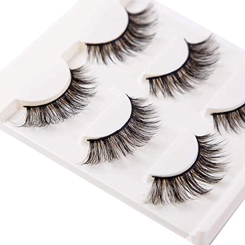Book Cover 3D False Eyelashes Extensions 3 Pairs Long Lashes Strip with Volume for Women's Makeup Handmade Soft Fake Eyelash