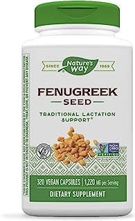 Book Cover Nature's Way Fenugreek Seed, Traditional Lactation Supplement, Traditional Breastfeeding Support, 1220 mg, 320 Vegan Capsules