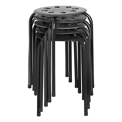 Book Cover Norwood Commercial Furniture NOR-STOOLBB-SO Plastic Stack Stools, Black & Black