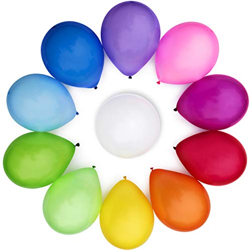 Book Cover WinkyBoom 110 Balloons Assorted Color 12 Inches 11 Kinds of Premium Latex Balloons for Kids Birthday Party Decor, Colorful Rainbow Arch Decoration
