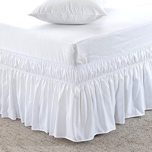 Book Cover MEILA Bed Skirt, Easy to Install Wrap Around Dust Ruffled Black Skirts for Twin and Full Size Beds 16 Inch Drop