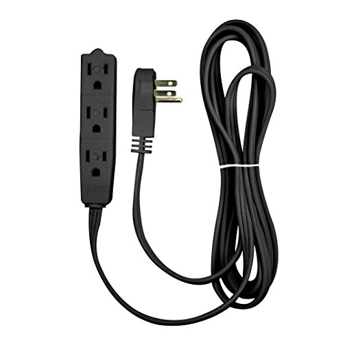 Book Cover BindMaster 15 Feet Extension Cord/Wire, 3 Prong Grounded, 3 outlets, Angled Flat Plug, Black (1 Pack)