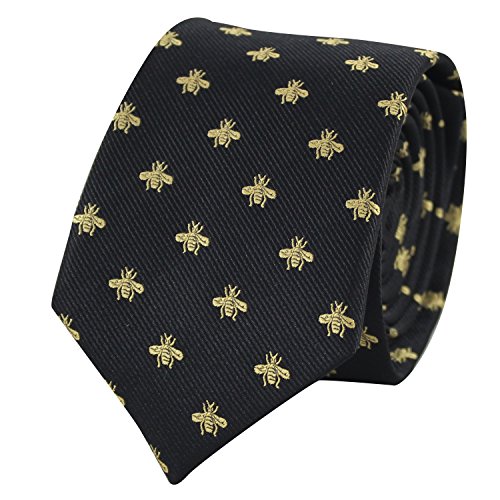 Book Cover MENDEPOT Bee Necktie With Box Microfiber Jacquard Gold Bee Pattern tie