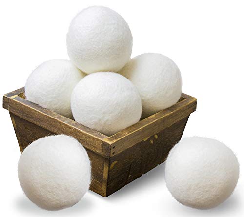 Book Cover SnugPad Wool Dryer Balls Natural Fabric Softener and 100% Organic, Chemical Free and Reduces Wrinkles. Saving Electricity and Drying Time XL Size 6 Pack White 6 Count