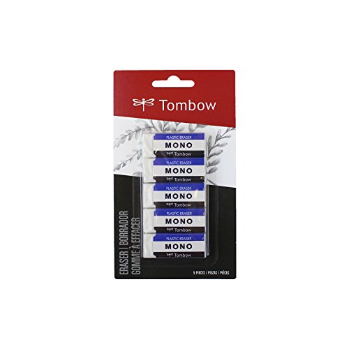 Book Cover Tombow 57321 MONO Eraser, White, Small, 5-Pack. Cleanly Removes Marks Without Damaging Paper