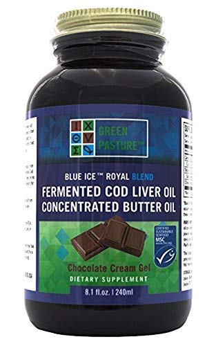 Book Cover Green Pasture Blue Ice Royal Butter Oil / Fermented Cod Liver Oil Blend - CHOCOLATE CREAM GEL - 8.1 fl.oz