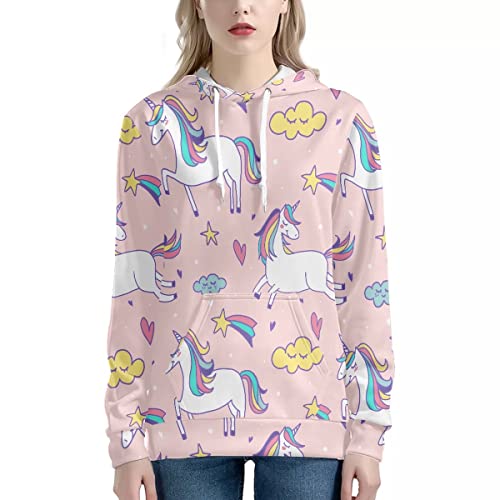 Book Cover NAYINLAN Women Rainbow Unicorn Print Pullover Hoodies Sweatshirt