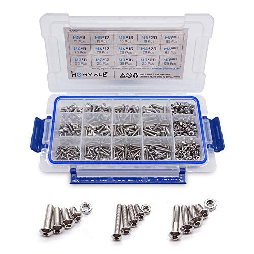 Book Cover 304 Stainless Steel Screw and Nut 515pcs, M3 M4 M5 Metric Socket Head Bolt and Nut Assortment Set