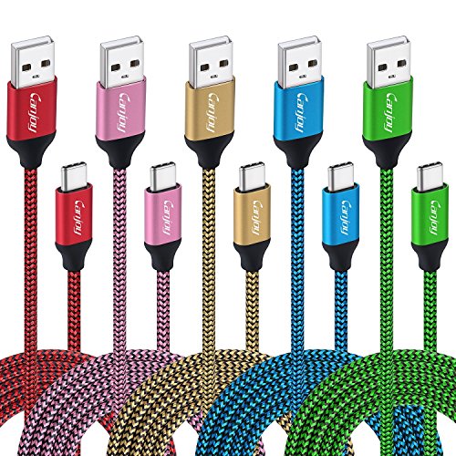 Book Cover USB Type C Cable, 5 Pack 10ft Canjoy USB Type C Fast Charger Cord Compatible Samsung Galaxy S10 S10+ S9 S8 Plus Note 8 Note 9, Moto X4/Z2/G6, Google Pixel XL 2XL 3XL C, Nexus 5X 6P, LG G5 G6 V20 V30