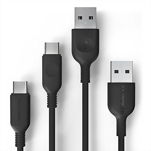 Book Cover USB Type C Cable, RAVPower USB A to USB C Charger (3ft, 6ft), 2 Pack Fast Charging Cord Compatible Galaxy S9 S8 Plus Note 8, Google Pixel, LG V30 G6 G5, Nintendo Switch, OnePlus 5 3T and More (Black)