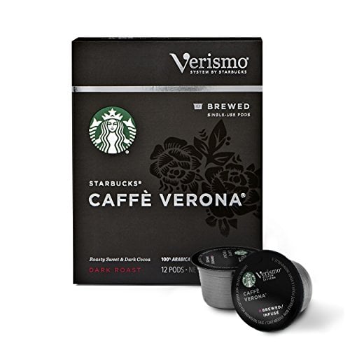 Book Cover Starbucks Verismo Caffe Verona Brewed Coffee Single Serve Verismo Pods, Dark Roast, 6 boxes of 12 (72 total Verismo pods)