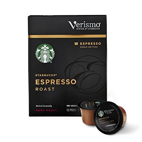 Book Cover Starbucks Verismo Espresso Roast Espresso Single Serve Verismo Pods, Dark Roast, 6 boxes of 12 (72 total Verismo pods)