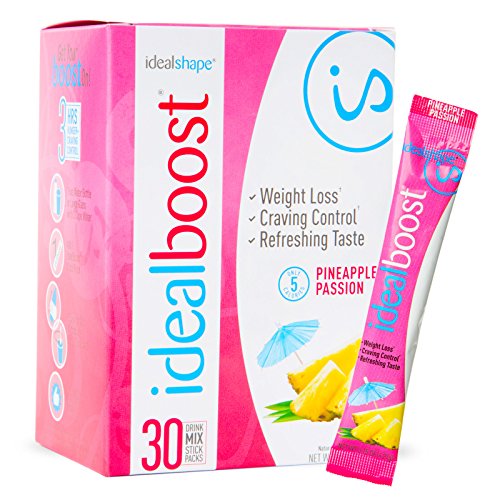 Book Cover IdealBoost, Weight Loss Drink Mix Packets, Pineapple Passion, w/Hunger Blocking and Energy Blends, 30 Servings...
