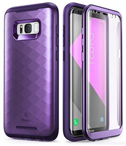 Book Cover Samsung Galaxy S8 Plus Case, Clayco [Hera Series] Full-Body Rugged Case with Built-in Screen Protector for Samsung Galaxy S8 Plus (2017 Release) (Purple)