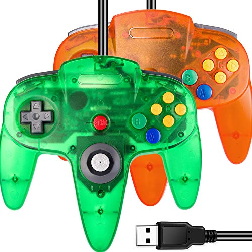 Book Cover 2 Pack Classic N64 Controller, iNNEXT N64 Wired USB PC Game pad Joystick, N64 Bit USB Wired Game Stick Joy pad Controller for Windows PC MAC Linux Raspberry Pi 3 Genesis Higan