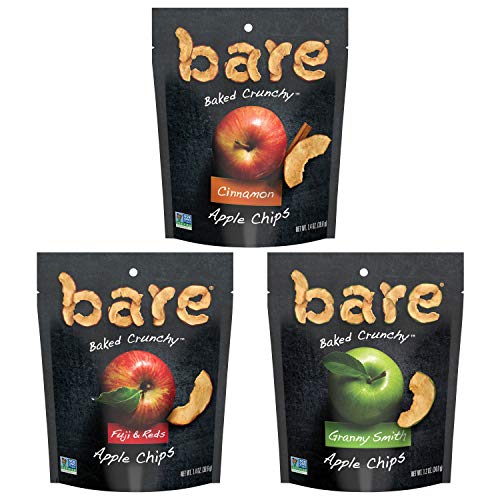 Book Cover Bare Baked Crunchy Apple Chips, Variety Pack, Gluten Free, 1.2 Ounce/1.4 Ounce Bag, 6 Count