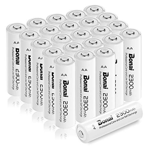 Book Cover BONAI AA Rechargeable Batteries 2300mAh 1.2V Ni-MH High Capacity 24 Pack
