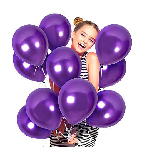 Book Cover Dark Purple Balloons 100 Pack Metallic Pearlized Violet Latex 12 Inches for Bridal Shower Centerpieces Graduation Party and Mardi Gras Masquerade Ball Decorations