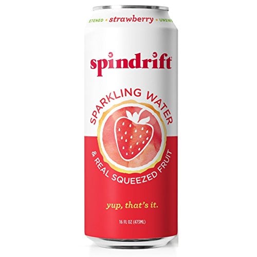 Book Cover Spindrift Sparkling Water, Strawberry Flavored, Made with Real Squeezed Fruit, 16 Fl Oz (Pack of 12) (Only 12 Calories per Seltzer Water Can)