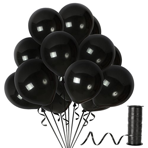 Book Cover Black Matte Balloons 12 Inch Thick Latex Balloon Pack of 100 Decoration Kit for Birthday Graduation Party Supplies