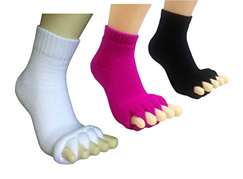 Book Cover Toe Separator Women Foot Alignment Socks Yoga GYM Massage Toeless Relieve Pain 2/3 Pack