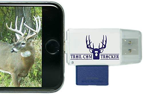 Book Cover Trail Cam Tracker SD Card Reader for iPhone & Android â€“ Best & Fastest Game Camera Viewer â€“ Deer Hunting Smartphone Memory Card Player - Free Case- Hunt Big Bucks