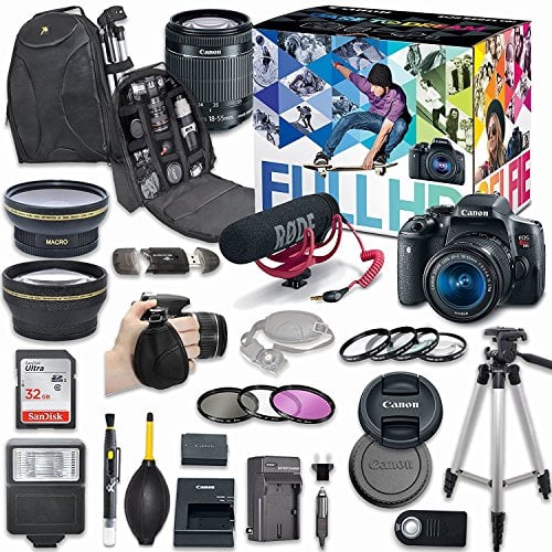 Book Cover Canon EOS Rebel T6i DSLR Camera Deluxe Video Creator Kit with Canon EF-S 18-55mm f/3.5-5.6 IS STM Lens + Wide Angle Lens + 2x Telephoto Lens + Flash + SanDisk 32GB SD Memory Card + Accessory Bundle
