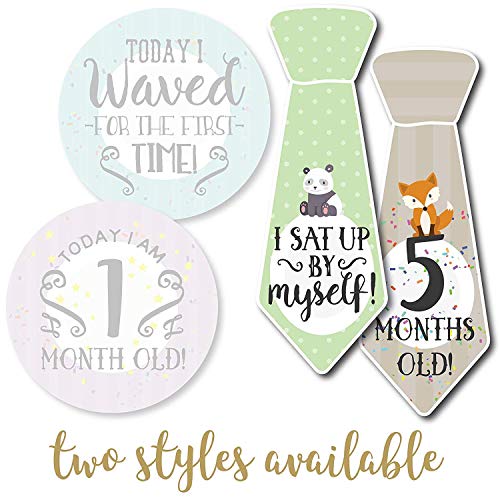 Book Cover Baby Month and Milestone Necktie Stickers