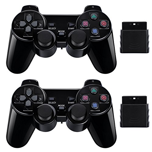 Book Cover BLUE LAKE Performance 2 Pack Wireless Controller 2.4G Compatible with Sony Playstation 2 PS2 (Jet Black)