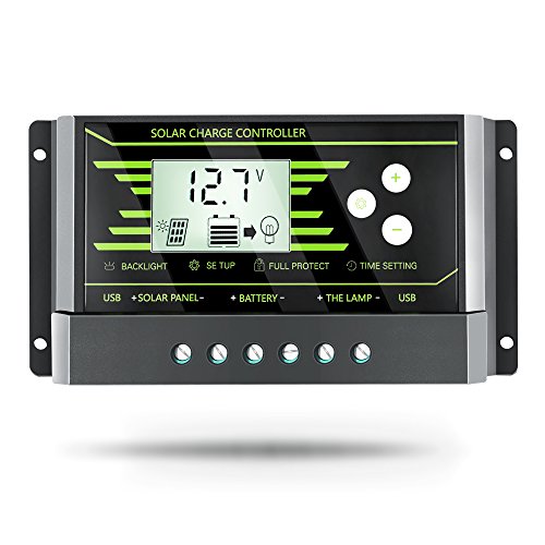 Book Cover Solar Charge Controller 20 amp - PowMr Solar Panel Battery Controller 12V 24V,Dual USB Adjustable Parameter Backlight LCD Display and Timer Setting ON/Off Hours Solar Regulator(20A)