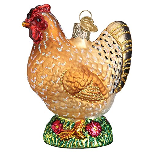Book Cover Old World Christmas Ornaments: Farm Animals Glass Blown Ornaments for Christmas Tree,Spring Chicken