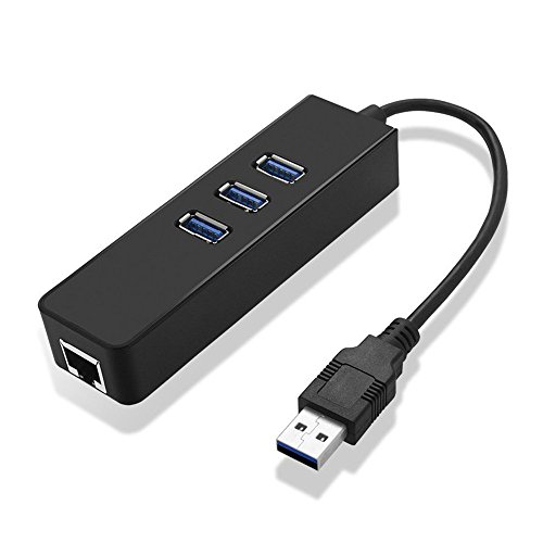 Book Cover 3-Port USB 3.0 Hub with Ethernet USB Hub, ZACTEK, Supporting RJ45 10/100/1000 Mbps Ethernet Network USB Hub Compatible with iMac MacBook Microsoft Surface Tablet Laptop PC Computer