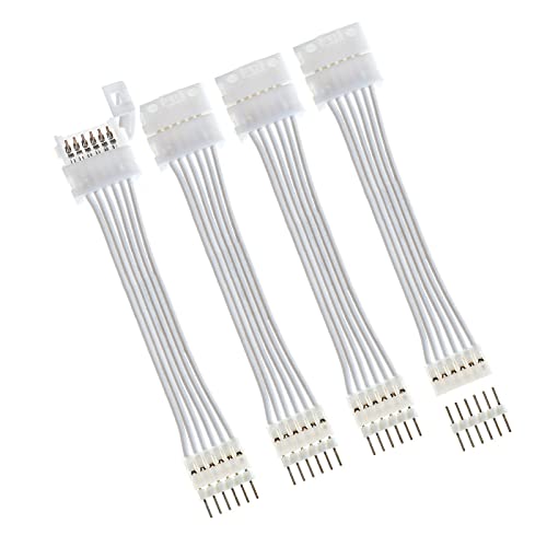 Book Cover Litcessory 6-Pin to Cut-End Extension Connector for Philips Hue Lightstrip Plus (2in, 4 Pack, White - Standard 6-PIN V3)