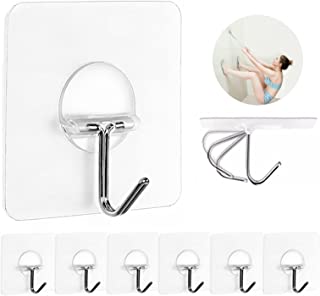 Book Cover JINSHUNFA Wall Hooks 13lb(Max) Transparent Reusable Seamless Hooks,Waterproof and Oilproof,Bathroom Kitchen Heavy Duty Self Adhesive Hooks,8 Pack