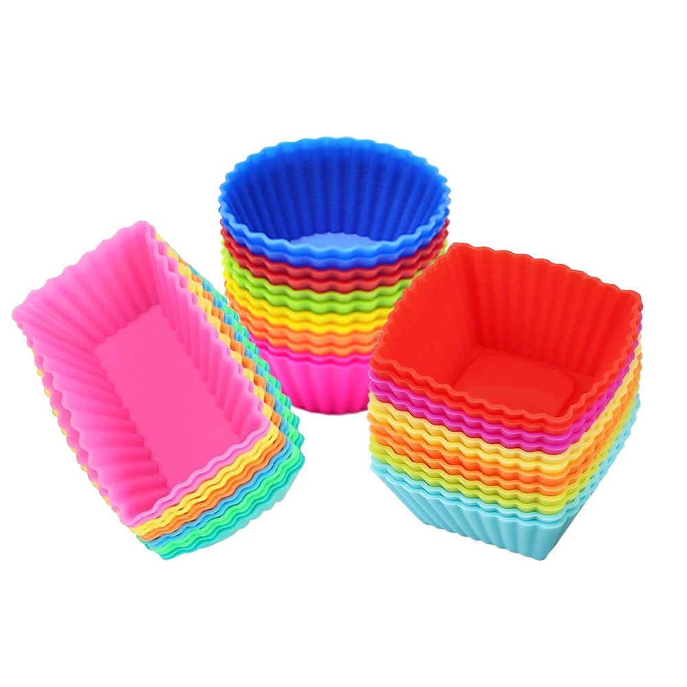 Book Cover Silicone Cupcake Muffin Baking Cups Liners 36 Pack Reusable Non-Stick Cake Molds Sets Standard