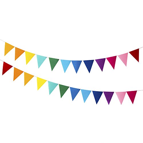 Book Cover Every Cares Rainbow Felt Fabric Bunting, 24 Pcs/ 16.4 Feet(2 Pack) Decoration Banners for Birthday Party, Baby Shower, Window Decorations and Children's Play Room Decorations