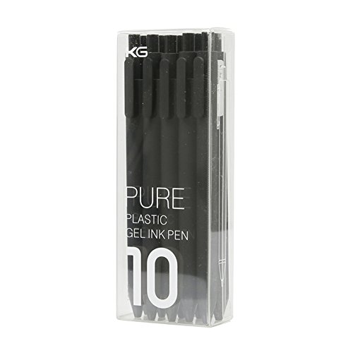 Book Cover NINGSA Kaco Pure Black 0.5mm Extra Fine Point Retractable Gel ink Pen,Pack of 10