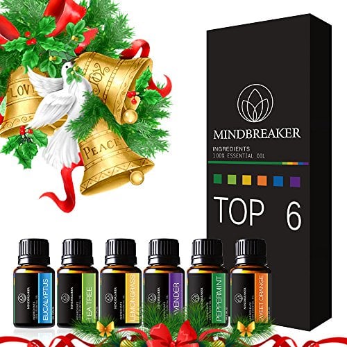 Book Cover Organic Aromatherapy Essential Oil Setâ€“ 6 Bottles Aromatherapy Essential Oil Eucalyptus, Lavender, Tea Tree, Lemon, Sweet Orange, Peppermint for Home, Office, Sleep, Meditation.Works all Oil Diffusers