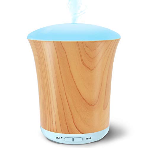 Book Cover LUSCREAL Essential Oil Diffuser Set Woodgrain, 200ml Aromatherapy Diffusers for Essential Oils and Humidifiers with Adjustable Cool Mist Mode, Auto Shut-off, 8 Colors Light for Office Hom Gift Idea